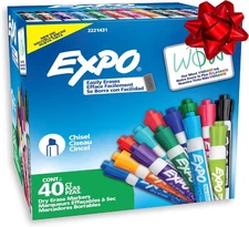 40-Pack Fashion Color Chisel Tip Dry Erase Markers – Low Odor for Whiteboards