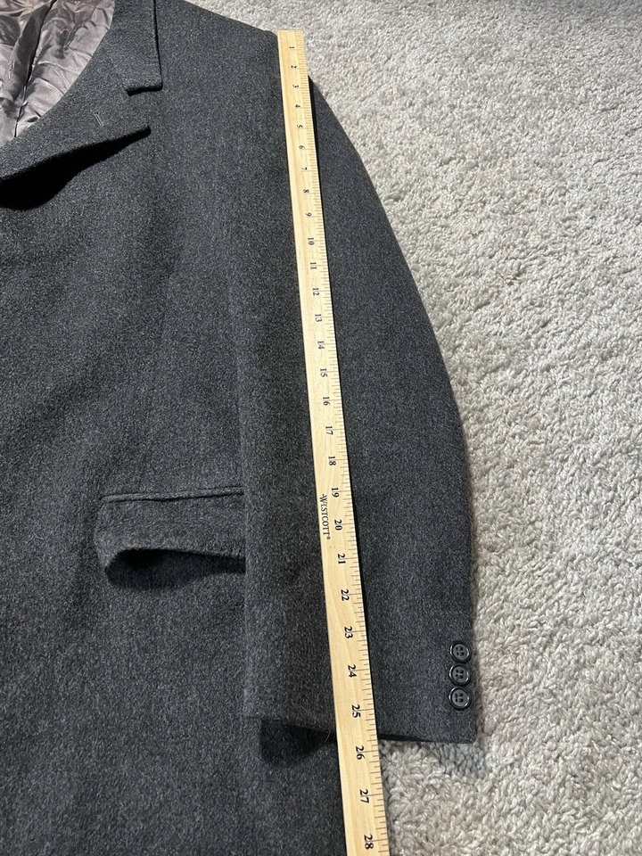 Vintage Club Room Wool Overcoat Mens Size 44 Grey Charcoal Made in England - Image 4 of 4