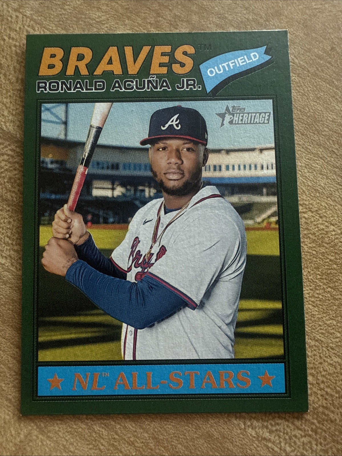 Ronald Acuna Jr. 2026 Topps Heritage Dark Green Border #55 Atlanta Braves