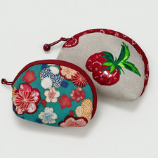 Handmade Japanese Fabric Coin Pouch Set of 2   Traditional 2 Designs