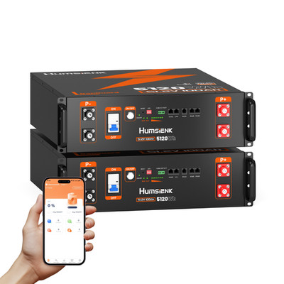 2 Pack 48V 100Ah 5.12kWh LiFePO4 Battery 3U Rack Solar Off-Grid UL1973 & UL9540A