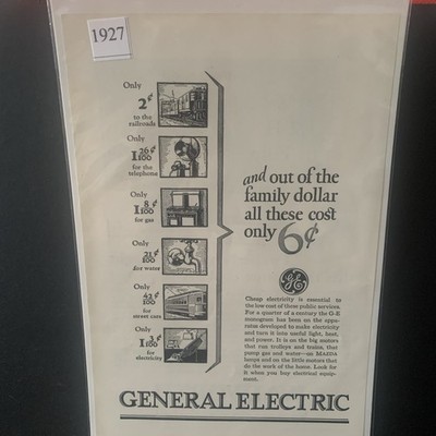 Vintage 1927 General Electric All These Cost Only Ad Advertisement