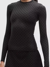 LULULEMON Wundermost Ultra-Soft Nulu Crewneck Long-Sleeve Shirt Flocked Black