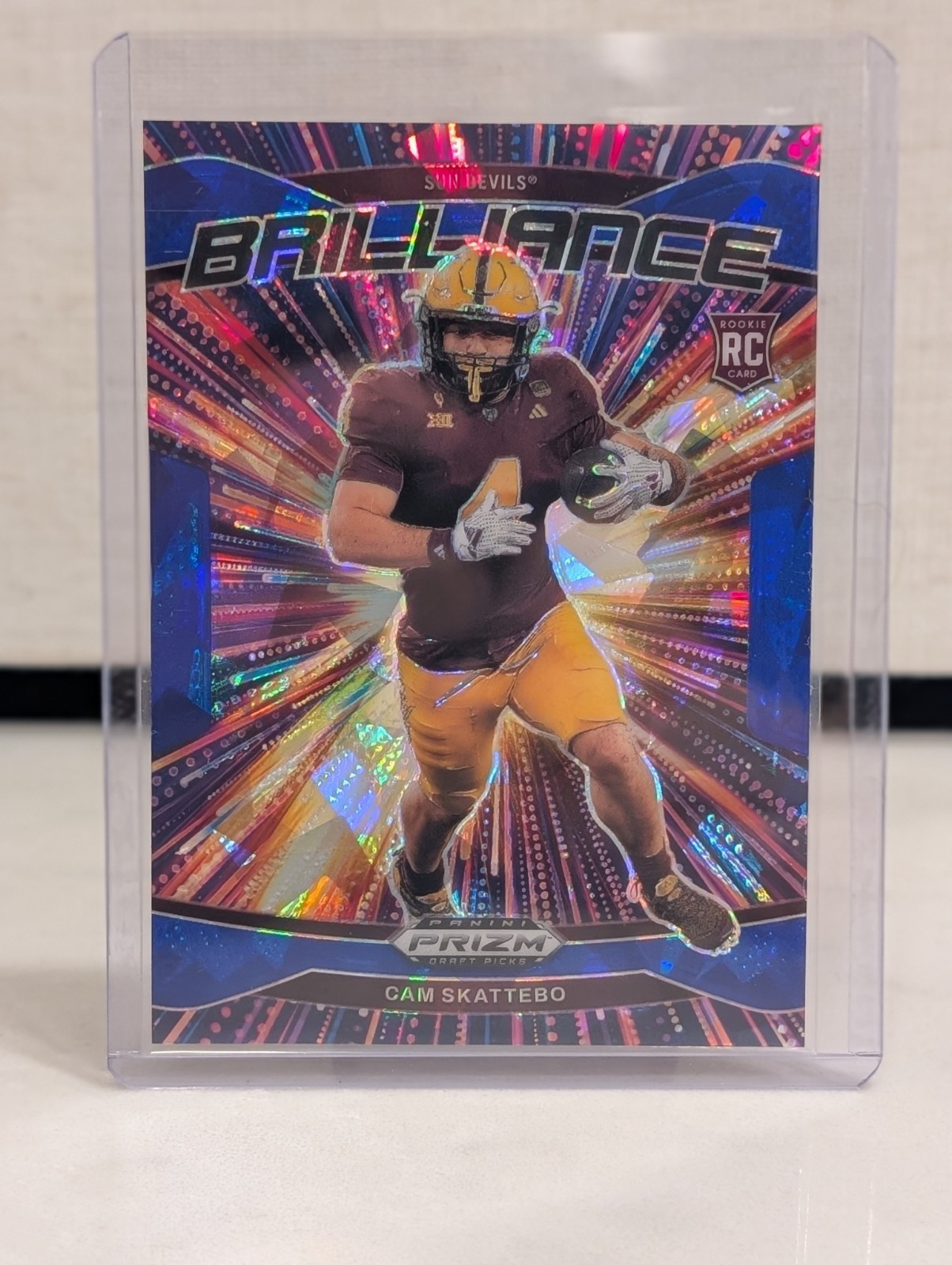 2025 Prizm Draft Picks- Cam Skattebo Brilliance Blue Cracked Ice RC /149