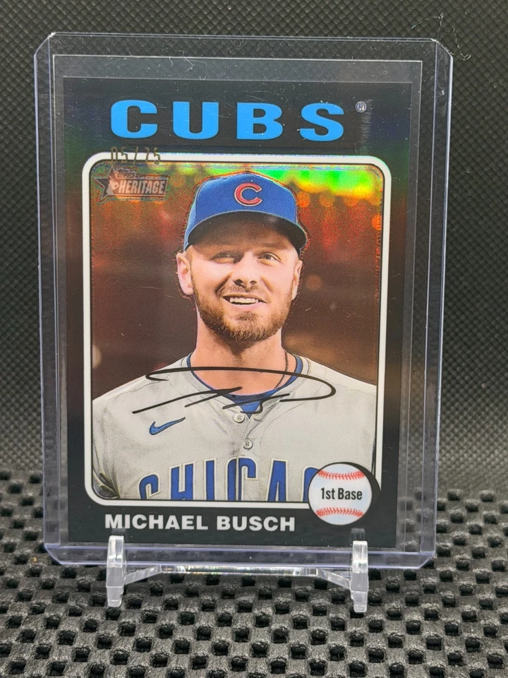 Michael Busch 2024 Topps Heritage - Chrome Black #05/75 - #537 - Cubs - Image 1 of 2