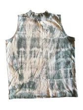 Vintage 90s Sostanza Tie Dye Sleeveless Tee/Tank, Light Blue and White, L
