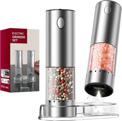 CIRCLE JOY Wiederaufladbares Elektrisches Salz und Pfeffermühlen -Set, LED, 95ml