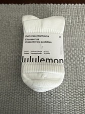 Lululemon Size Medium Unisex Daily Essential Quarter Socks 3 Pack, White, New
