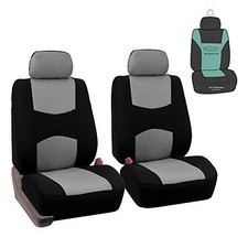 Flat Cloth Front Set Car Seat Covers Gray with Gift - Universal Fit for