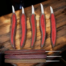 Handmade  Chip Carving Tools  5pcs set - 1095 Stainless Steel Woodworking