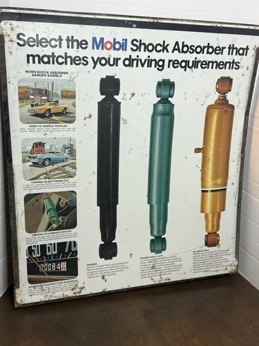 VINTAGE EXXON MOBIL Shock Absorber Display Advertisement Garage Sign