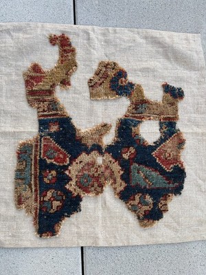 Antique Anatolian Fragment Rug c 1800 Ottoman Ushak Oushak