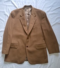 Saks Fifth Avenue Italian Wool 42R Tan Men's Blazer Coat Passport Collection EUC