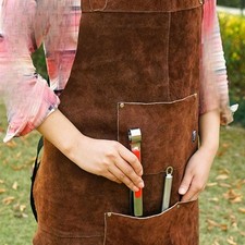 PU Leather Apron Industrial Apron Protective Heavy Duty Oil Proof Work Apron for