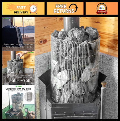 FUNKS Sauna Stone Basket Holder Cage for Stove Stainless Steel 36cm