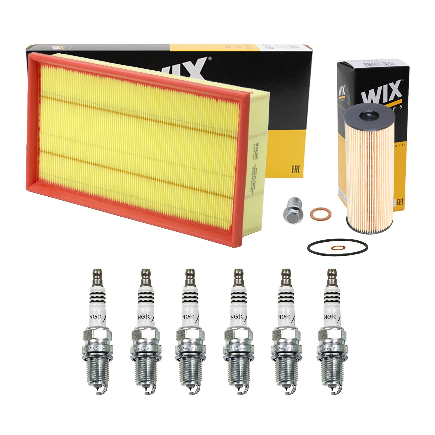 Wix Engine Air Oil Filters  NGK 6 Spark Plugs Kit for W124 300E E320 2.8 3.2 L6
