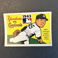1968 Fleer ‘43 World Series Yankees vs Cardinals Spud Chandler - EX