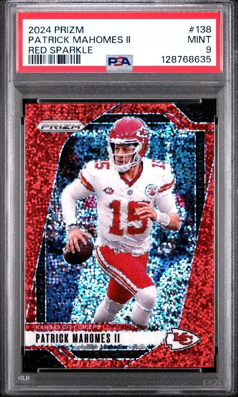 2024 PANINI PRIZM RED SPARKLE #138 PATRICK MAHOMES II PSA 9