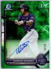 2022 Bowman Sapphire Warming Bernabel Chrome Green Refractor Autograph #d 26/50