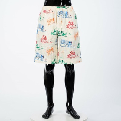 GUCCI x DISNEY 1250$ Ivory Bermuda Shorts - Linen - Mickey Mouse Print