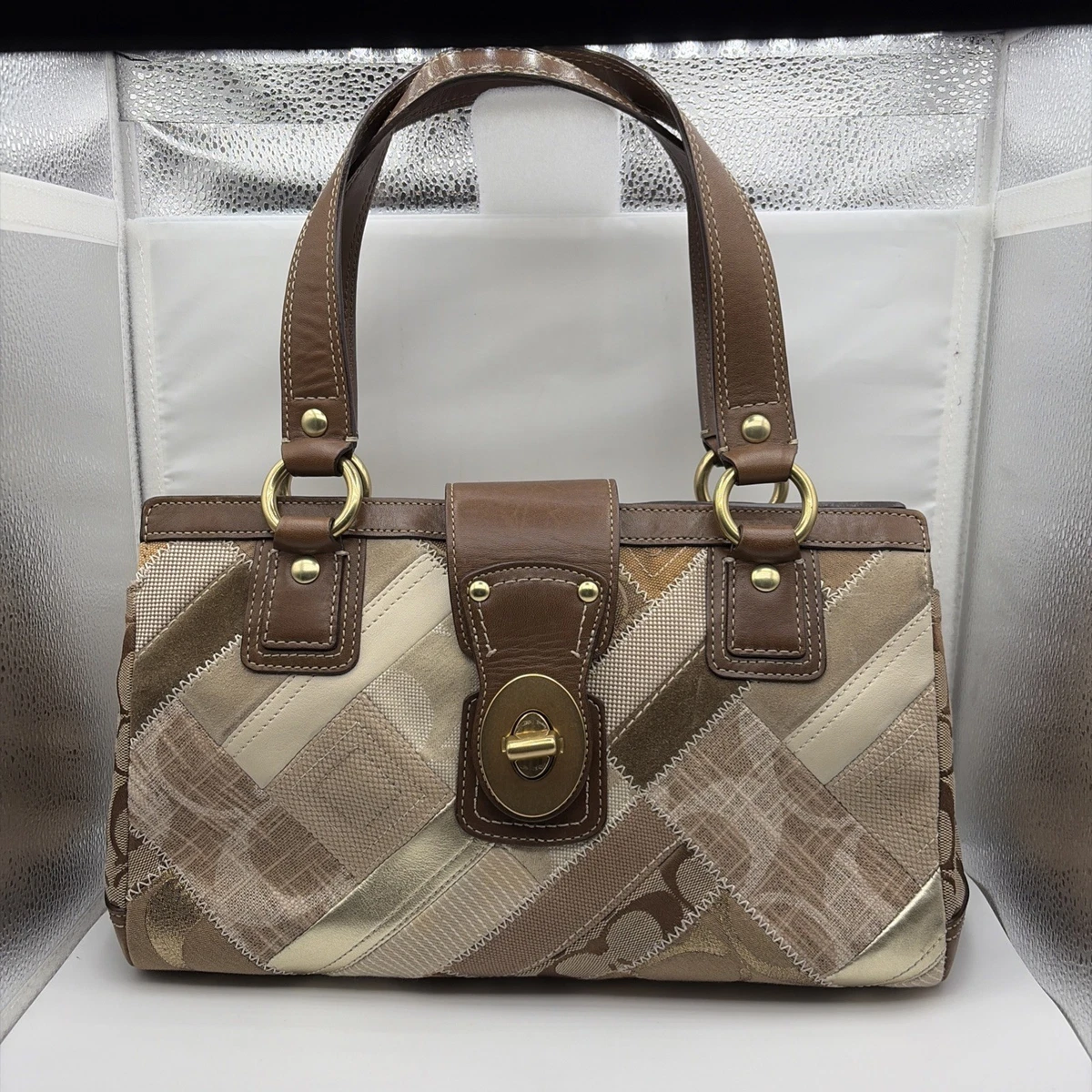 Coach Patchwork Suede Exterior Satchel/Top Handle Bag Handbags