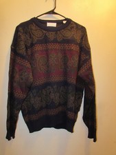 Vintage Floral  Paisley Pattern Sweater Size Large Textured Knit