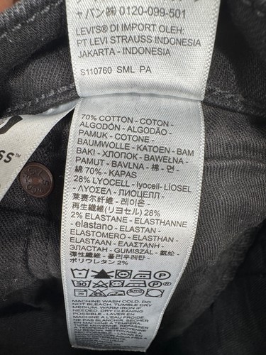 Levi's 502 Premium Jeans Black Denim Tapered Fit Cotton Tencel 30x32 (30x29) - Picture 10 of 11