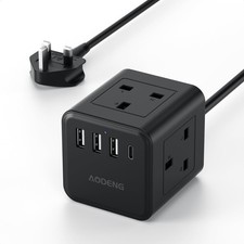 Verlängerungskabel mit 4 USB-Slots, 4-fach (13A/3250W) Mehrfachstecker Verlängerungskabel...