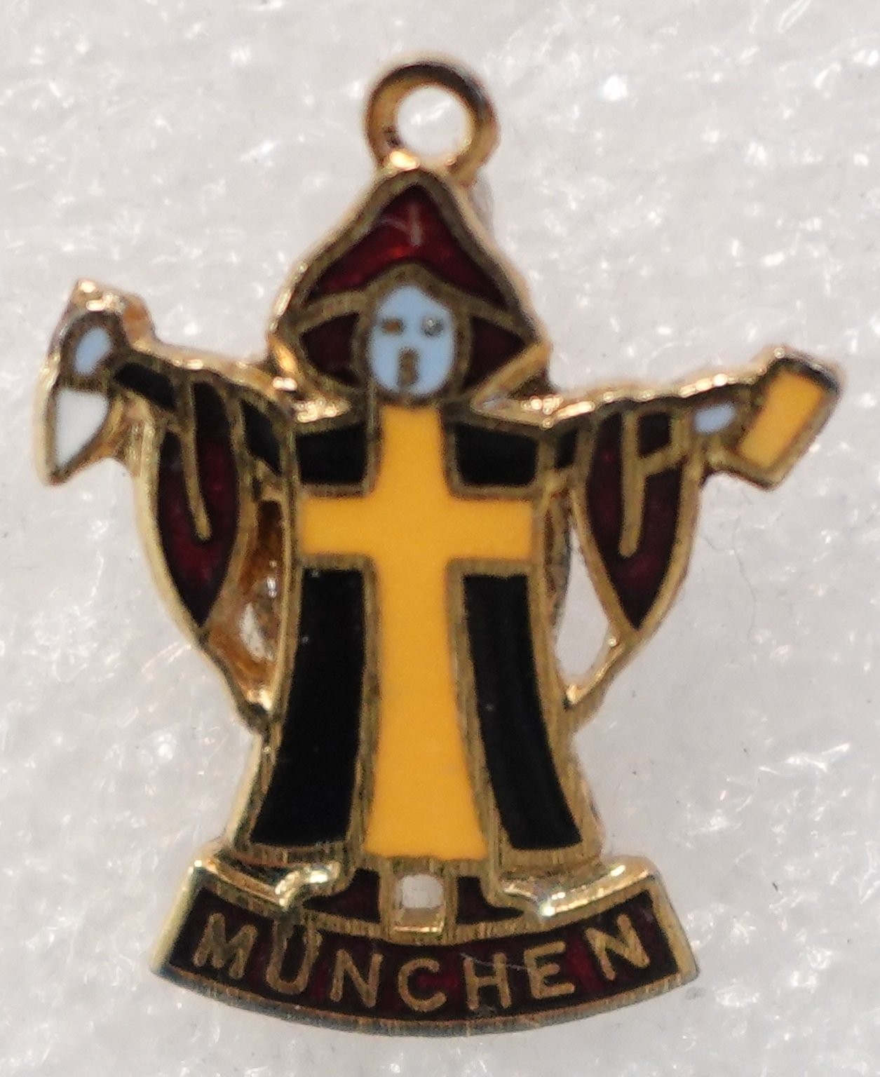 Munchen Religious Figure Pinback Button Cloaked Monk Design small