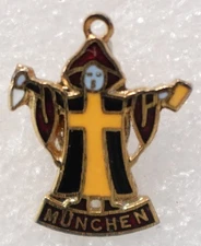 Munchen Religious Figure Pinback Button Cloaked Monk Design small