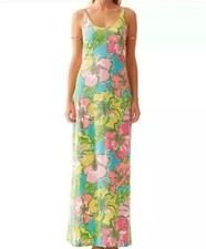 Lilly Pulitzer Dress - Palm Big Flirt Floral Print Maxi Jersey Tie Back XS