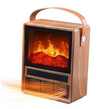Portable Electric Fireplace Heater - Mini Fireplace Space 8.9"W x 11.2"H Oak