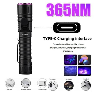 365nm UV Led Taschenlampe Ultraviolett Schwarzlicht Jagd Urindetekto AKKU USB DE