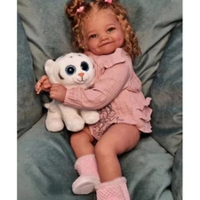 28" Handmade Reborn Baby Doll Finished Cute Toddler Girl Rooted Curls Hair Gift