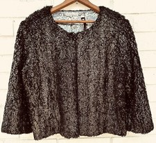 New Chelse & Violet Playing With Fire Black Metallic Bolero Jacket Top Large