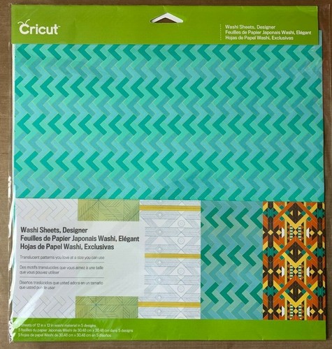 Cricut Washi Sheets, Designer~5 sheets 12 x 12~ 5 colors
