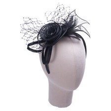 Lawliet Womens Black 100 Sinamay Hat Fascinator Clips Kentucky Derby Accessory