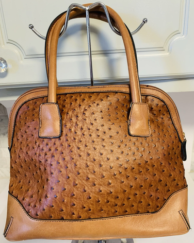 Londan Fog Handtasche Medium Kunstleder Straußenprägung Umhängetasche Kuppelform Lerche - Bild 16 von 21