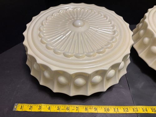 1or2 Opal Glass Ceiling Shade(s) Flush Mount Cased 14" Embossed Drum Cream Retro - Imagen 5 de 17