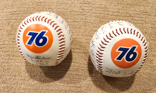 1989-1990 2 Chicago Cubs Unocal Union 76 Signed Facsimile Baseball-Ryno-Zim-etc - 第 1/2 張圖片