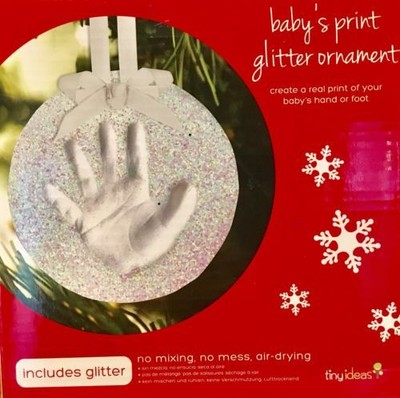 glitter footprint ornament