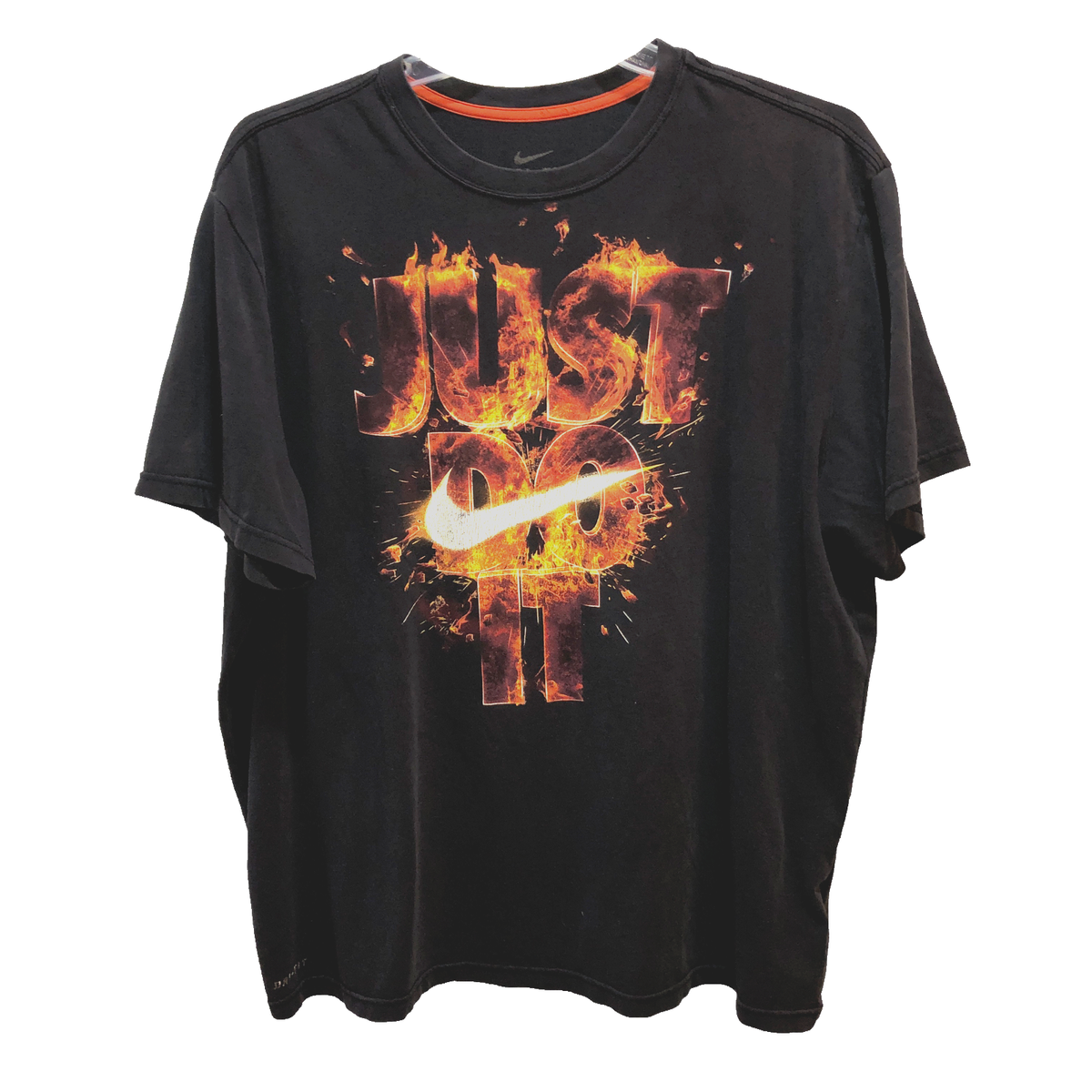 Nike Men Size XXL Black Dri Fit Flaming Just Do It Crew Neck T Shirt  Graphic Tee | eBay