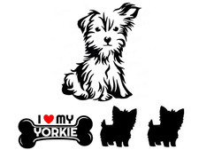 Yorkshire Terrier Yorkie Dog Four Black Vinyl Decals Car Truck Window Tumbler