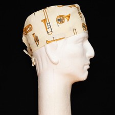 Jazz Musical Instrument on Cream Theme Scrub Hat