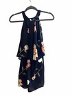 Navy Floral Romper OSFM Halter  Blouson Lined Upper Zippered — photo 2