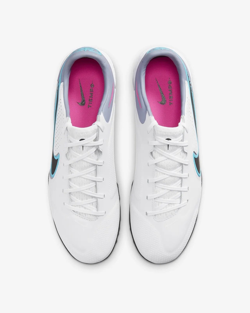 NIKE TIEMPO REACT LEGEND 9 PRO TURF SOCCER SHOES WHITE/BL NIKE TIEMPO REACT LEGEND 9 PRO TURF SOCCER SHOES WHITE/BL