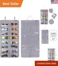 Premium Sunglasses Organizer Storage with 16 Felt Slots and Dust-Proof Windows