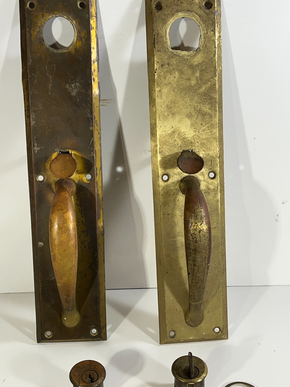 Vintage Brass Door Hardware Entry Handles Mortise Lock Cover Face Plate