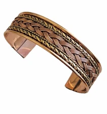 Solid Copper 2 Tone Cuffed Bracelet Pure Copper Arthritis Pain Therapy Cuff