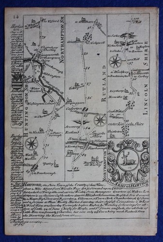 Antique road map CAMBRIDGESHIRE, HUNTINGDONSHIRE, RUTLAND, Owen & Bowen, 1724 - Picture 4 of 4